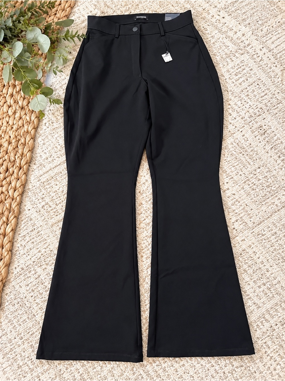 NWT Express Curvy High Rise Flare Pants Black Size 10 Long